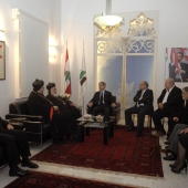 Photo 99 of 110 - Former Pr.Amine Gemayel meets Bishop George Saliba with a Delegation. Wednesday, May 08, 2013  