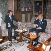 Photo 35 of 88 -  Hassan II meets President Gemayel in Rabat 15121985